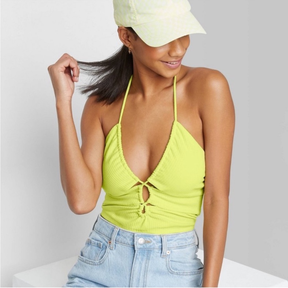 Lace up front halter top
